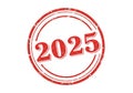A red circular stamp with the year 2025 inside, isolated on a white background Royalty Free Stock Photo