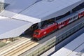 Red city shuttle train of the austrian federal railway