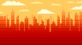 Red city skyscrapers background, pixel art illustration Royalty Free Stock Photo