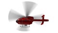 Red civilian helicopter in flight isolated on white background Royalty Free Stock Photo