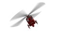 Red civilian helicopter in flight isolated on white background Royalty Free Stock Photo