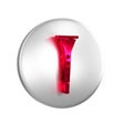 Red Clarinet icon isolated on transparent background. Musical instrument. Silver circle button.