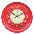 Red classic Clock on a white wall