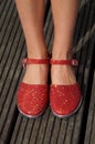 Red classic dancing shoes