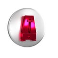 Red Classic Metronome with pendulum in motion icon isolated on transparent background. Equipment of music and beat