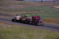 Red Classic Semi-Truck / Loaded Flatbed Royalty Free Stock Photo