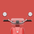 Red Classic Vintage Retro Motor Bike or Electric Scooter Handle Bar Closeup. 3d Rendering Royalty Free Stock Photo