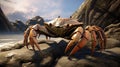 Red clawed crab that lives in the mountains. AI Generative Royalty Free Stock Photo