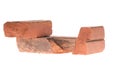 Red clay brick deduct on white background