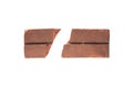 Red clay brick deduct on white background