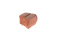 Red clay brick deduct on white background