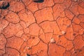 Red-clay cracked soil texture