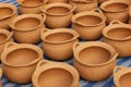 Red clay pottery ceramic vases on ground