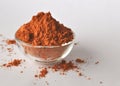 Red clay powder Montmorillonite in bowl isolated Royalty Free Stock Photo