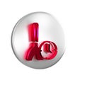 Red Cleaning time icon isolated on transparent background. Sanitary service, house hygiene. Silver circle button.