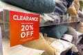 Red clearance sale sign at retail store Royalty Free Stock Photo