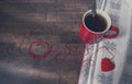 Red clews in shape of heart and cup Royalty Free Stock Photo