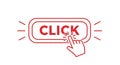 Red click button icon with hand pointer for web call to action flat outline Royalty Free Stock Photo
