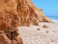 Red cliffs at a beautiful Algarve beach in Portugal Royalty Free Stock Photo