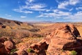 Red Cliffs National Conservation Area Wilderness and Snow Canyon State Park from the  Elephant Arch and bone wash Trail by St Geor Royalty Free Stock Photo