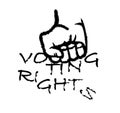 Clinched fist squashing voting rights words Royalty Free Stock Photo