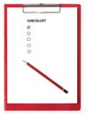 Red Clipboard with Blank Checklist Royalty Free Stock Photo