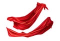Red cloaks with hoods set. Silk flattering capes Royalty Free Stock Photo