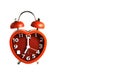 Red clock double bell mark at seven o`clock