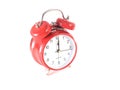 Red clock at midnight/midday