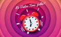 A red clock with valentine message Royalty Free Stock Photo