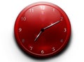 Red clock on a white background