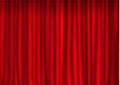 Red closed curtain in theater. Velvet fabric cinema curtain vector. Closed curtains decoration. Dram Royalty Free Stock Photo