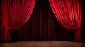 red closed curtain in theatre, generative AI