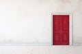 red closed door white wall AI generated Royalty Free Stock Photo