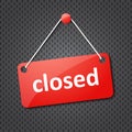 Red closed hanging sign Royalty Free Stock Photo