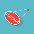 Red closed hanging sign with moving appearance. Royalty Free Stock Photo