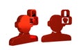 Red Closed personality icon isolated on transparent background. Introvert psychology.