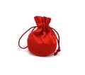 Red cloth pouch tied with cord isolated on white background Royalty Free Stock Photo