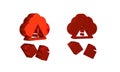 Red Cloud hacking icon isolated on transparent background. Cloud leak.