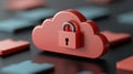 Red cloud with lock, a visual representation of data security and access control in the digital world Royalty Free Stock Photo