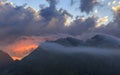 Red cloud scenery in Carpathians