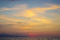 Red Clouds Sunset Above Water. Seascape in early morning, sunrise over sea. Nature landscape Royalty Free Stock Photo