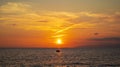 Red Clouds Sunset Above Water. Seascape in Early Morning, Sunrise Over Sea. Nature Landscape. Bright red Sunset Royalty Free Stock Photo