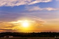 Red clouds of sunset into the sky , Royalty Free Stock Photo