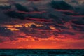 Red cloudy sunset sky Royalty Free Stock Photo