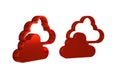 Red Cloudy weather icon isolated on transparent background.