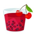 Red drink with berries. Vector illustration on a white background.