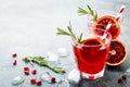 Red cocktail with blood orange and pomegranate. Refreshing summer drink. Holiday aperitif for Christmas party. Royalty Free Stock Photo