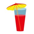 Red cocktail with a hawaiian umbrella isolated on white. Royalty Free Stock Photo