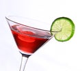 Red cocktail with lime Royalty Free Stock Photo